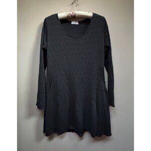 Vine Street Women Large Long Sleeve Knitted Flowy Tunic Top Black Stretch Casual
